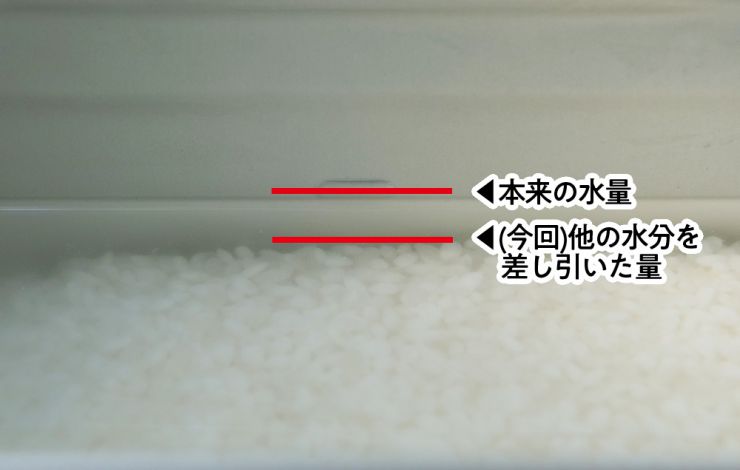 飯盒に米と水を入れる
