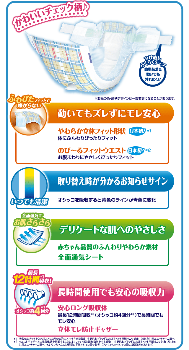 動いてもズレずにモレ安心 取り替え時が分かるお知らせサイン デリケートな肌へのやさしさ 長時間使用でも安心の吸収力